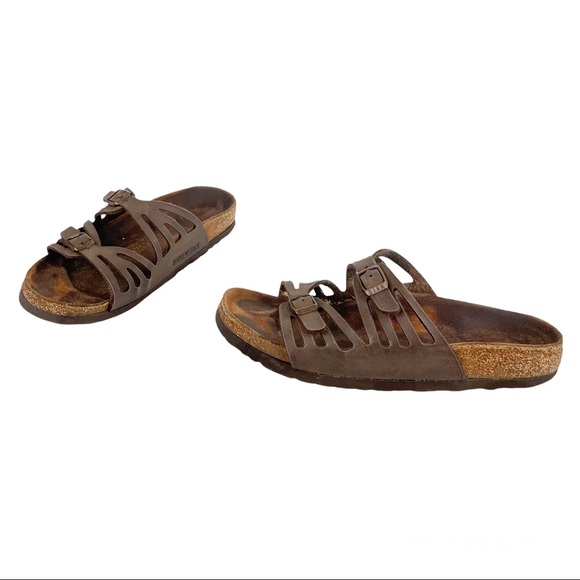 Birkenstock Granada Sandals Tan Brown Sz 37 - Picture 5 of 11